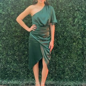 Satin Backless One Shoulder Cocktail Dress